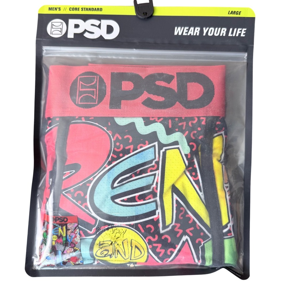 PSD Men Ren & Stimpy Core Standard Boxer Briefs Large 7 Inch Inseam Multicolor